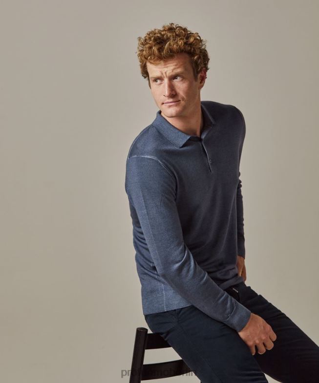 Kleidung de Profuomo Männer Merino-Säure-Dye-Polo Marine BR442177