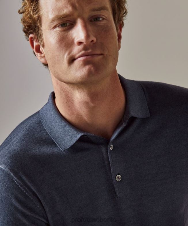 Kleidung de Profuomo Männer Merino-Säure-Dye-Polo Marine BR442177