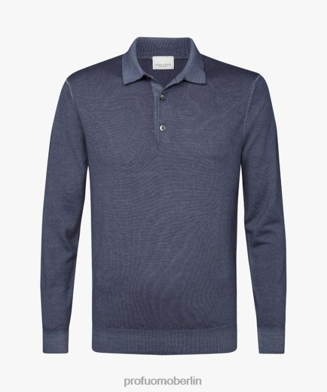 Kleidung de Profuomo Männer Merino-Säure-Dye-Polo Marine BR442177