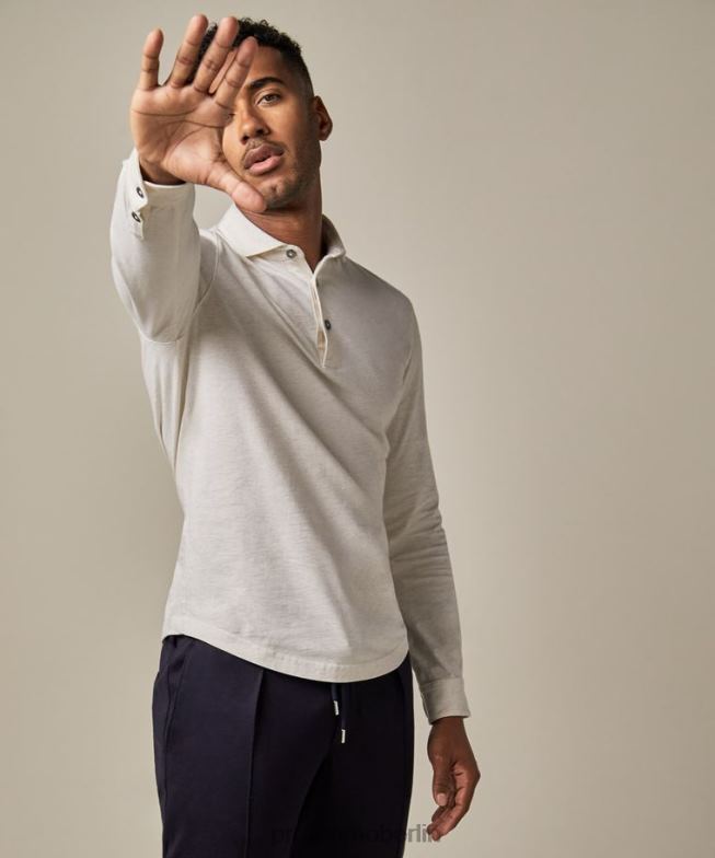 Kleidung de Profuomo Männer Single-Jersey-Polo Beige BR442208