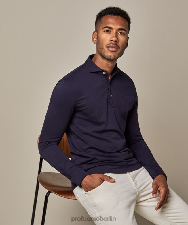 Kleidung de Profuomo Männer Single-Jersey-Polo Marine BR442209