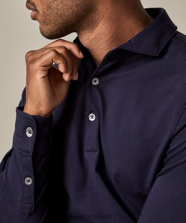 Kleidung de Profuomo Männer Single-Jersey-Polo Marine BR442209