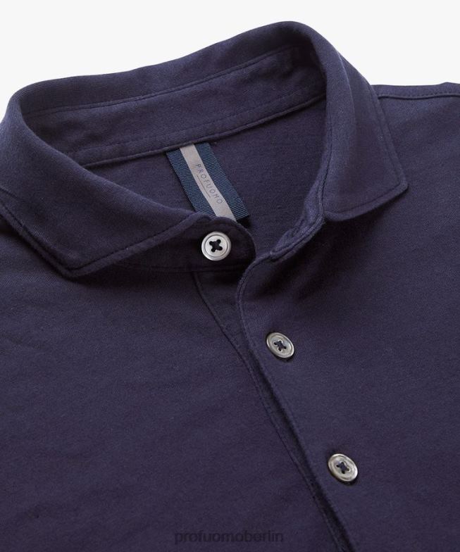 Kleidung de Profuomo Männer Single-Jersey-Polo Marine BR442209