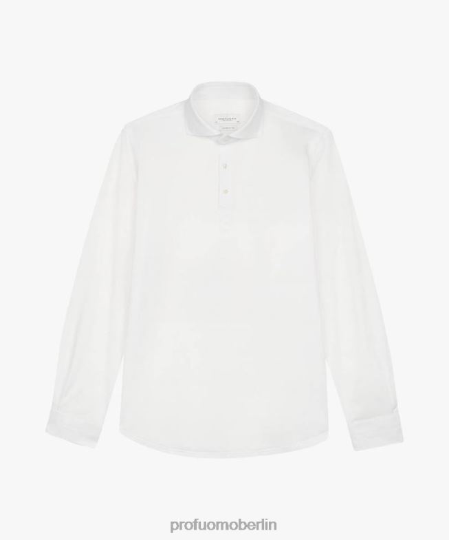 Kleidung de Profuomo Männer japanisches Strickhemd Weiß BR4428