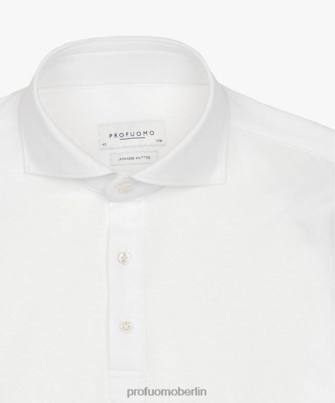 Kleidung de Profuomo Männer japanisches Strickhemd Weiß BR4428