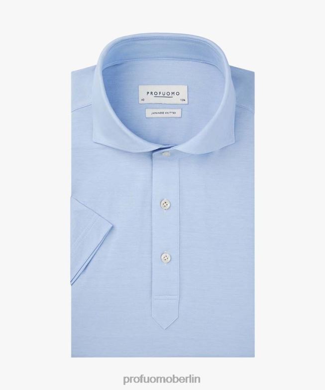 Kleidung de Profuomo Männer japanisches gestricktes Poloshirt Blau BR442163