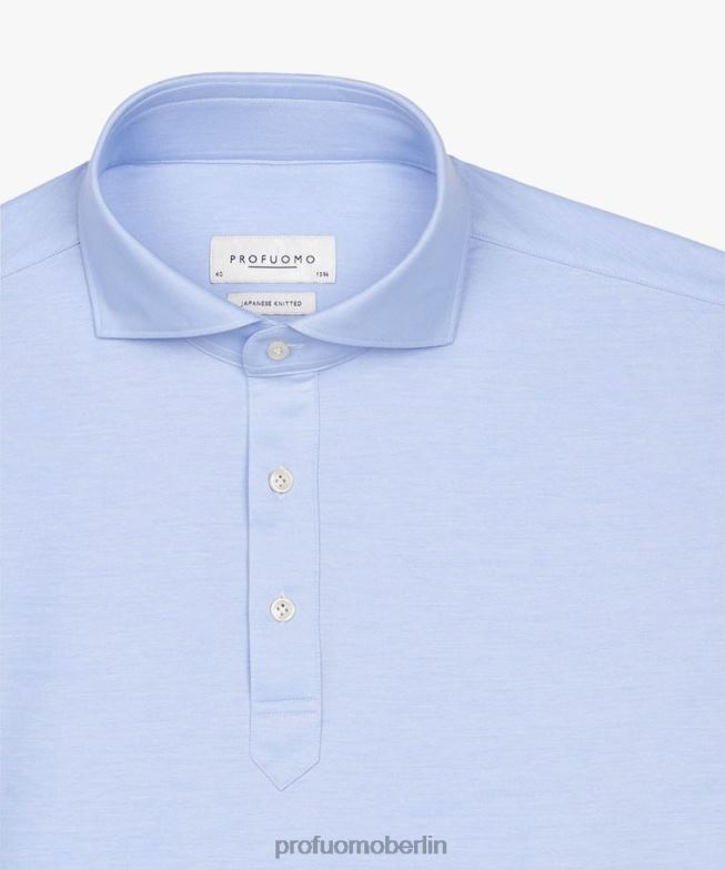 Kleidung de Profuomo Männer japanisches gestricktes Poloshirt Blau BR44255