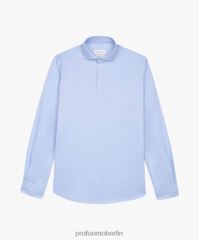 Kleidung de Profuomo Männer japanisches gestricktes Poloshirt Blau BR44255