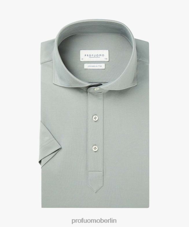 Kleidung de Profuomo Männer japanisches gestricktes Poloshirt Grün BR442166