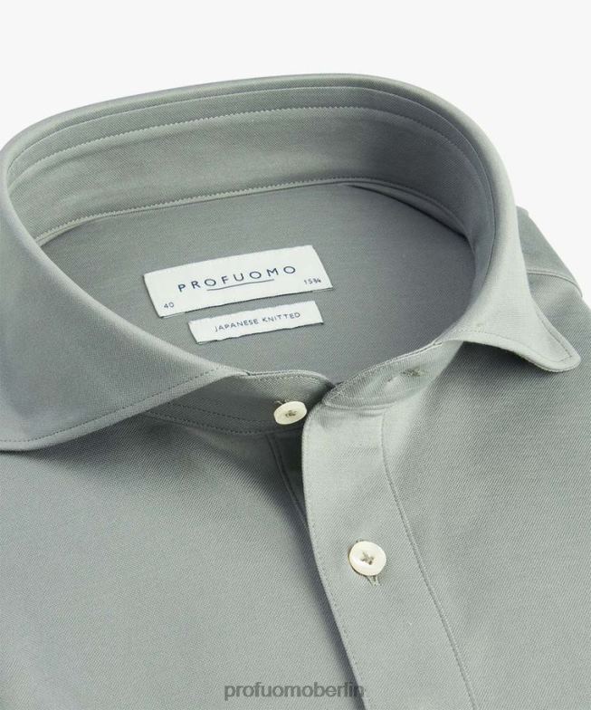 Kleidung de Profuomo Männer japanisches gestricktes Poloshirt Grün BR442166