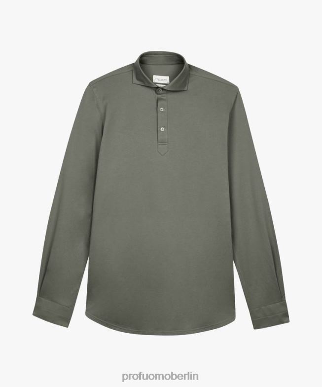 Kleidung de Profuomo Männer japanisches gestricktes Poloshirt Grün BR4425