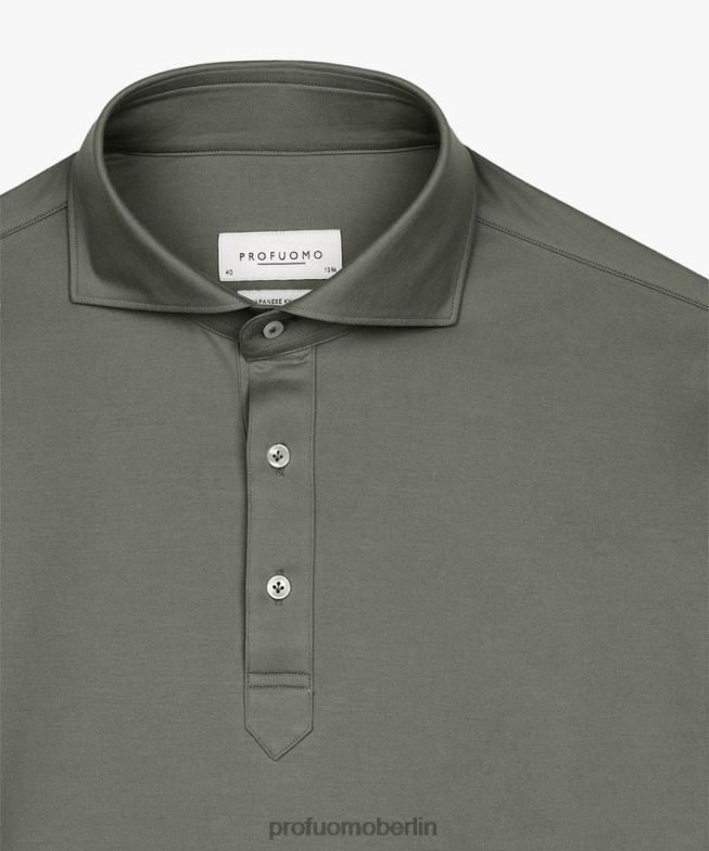 Kleidung de Profuomo Männer japanisches gestricktes Poloshirt Grün BR4425