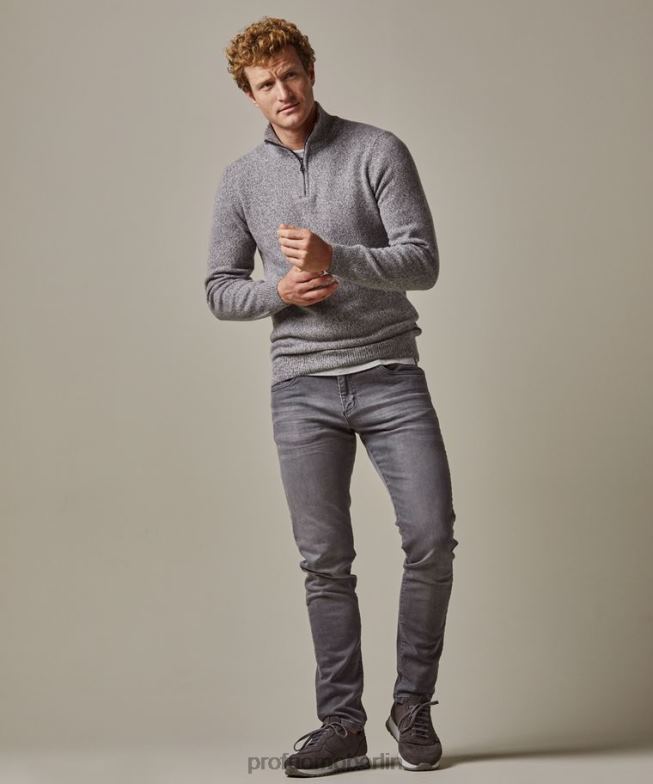 Kleidung de Profuomo Männer Halber Reißverschluss aus Wolle Anthra BR442281