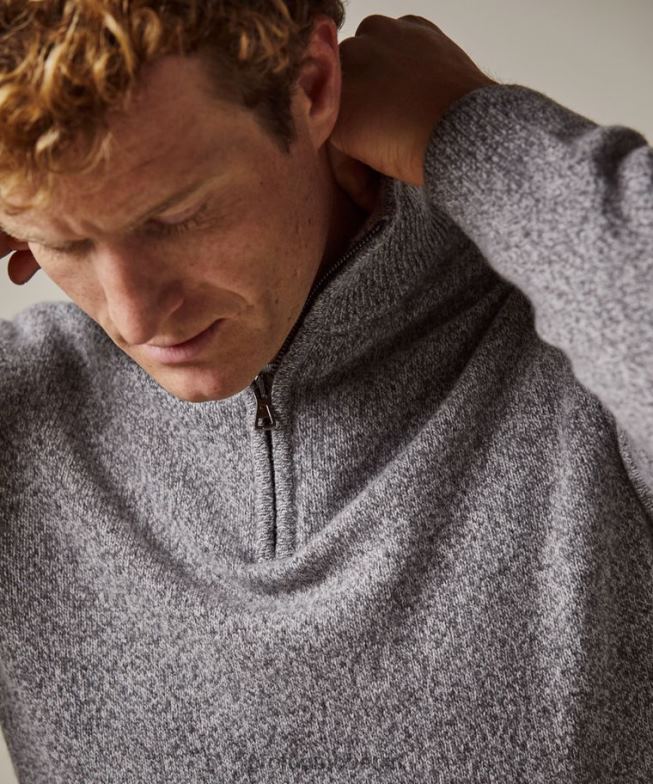 Kleidung de Profuomo Männer Halber Reißverschluss aus Wolle Anthra BR442281