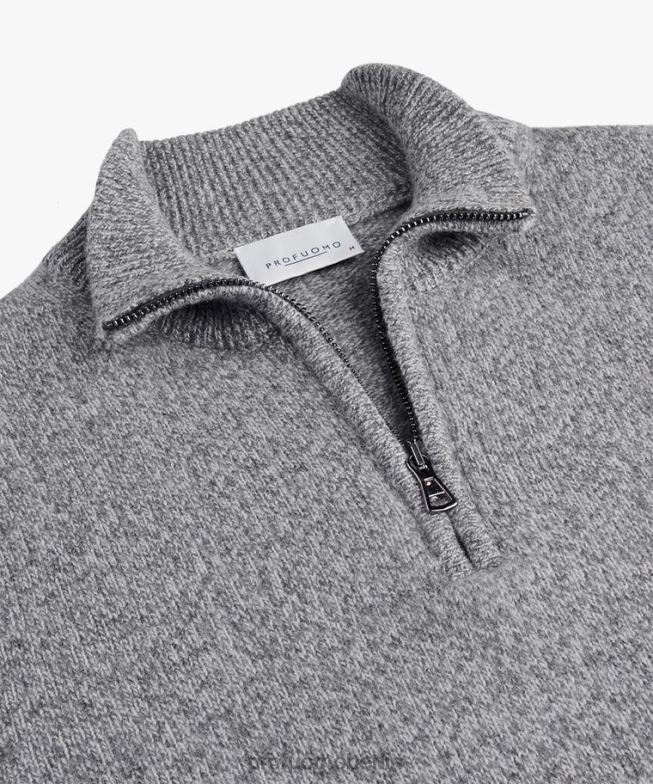 Kleidung de Profuomo Männer Halber Reißverschluss aus Wolle Anthra BR442281