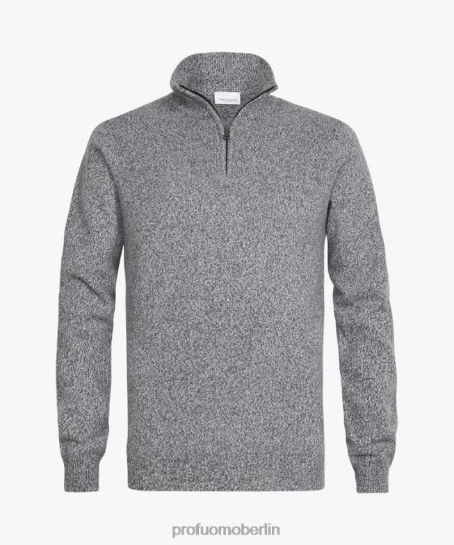 Kleidung de Profuomo Männer Halber Reißverschluss aus Wolle Anthra BR442281