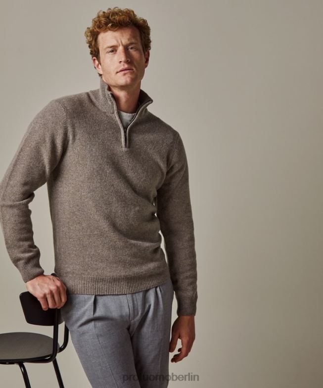 Kleidung de Profuomo Männer Halber Reißverschluss aus Wolle braun BR442283