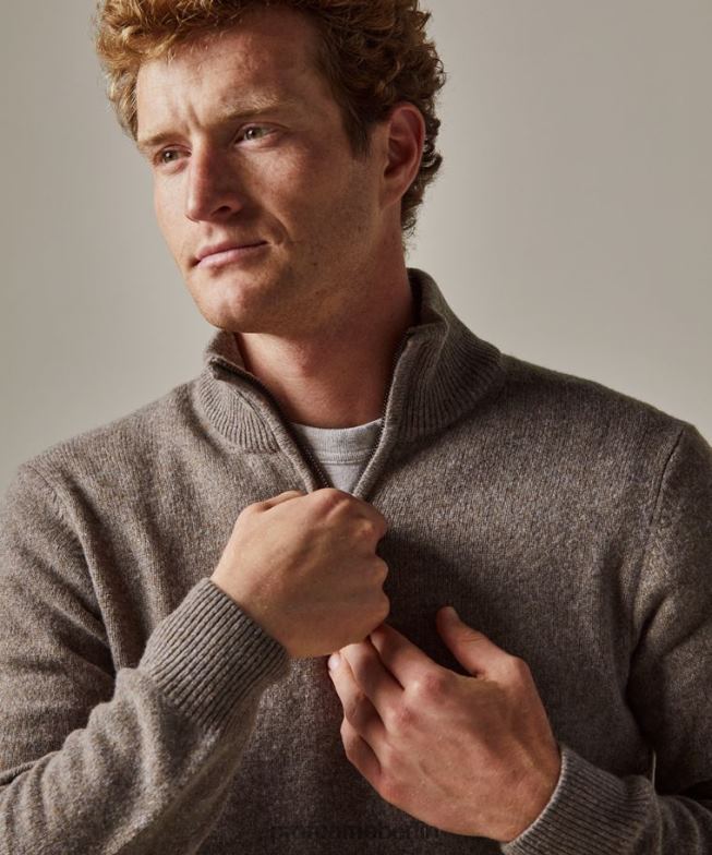 Kleidung de Profuomo Männer Halber Reißverschluss aus Wolle braun BR442283