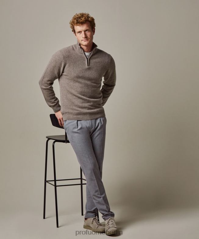 Kleidung de Profuomo Männer Halber Reißverschluss aus Wolle braun BR442283