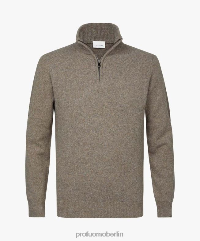 Kleidung de Profuomo Männer Halber Reißverschluss aus Wolle braun BR442283