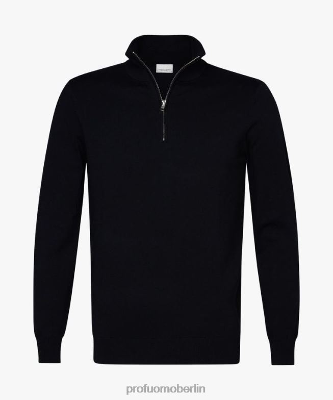 Kleidung de Profuomo Männer Luxuriöser halber Reißverschluss Marine BR442272