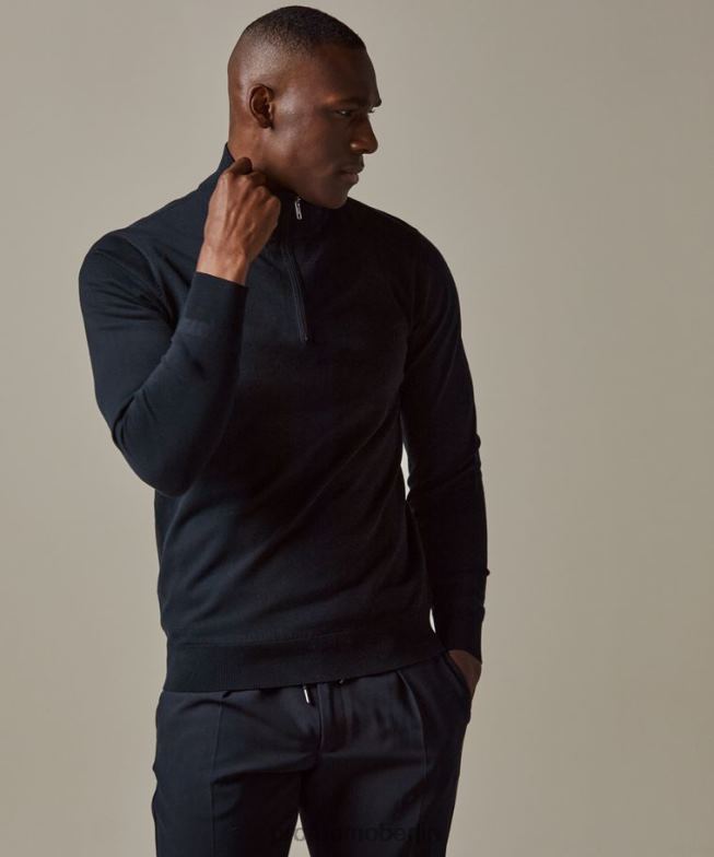 Kleidung de Profuomo Männer Luxuriöser halber Reißverschluss Marine BR442272