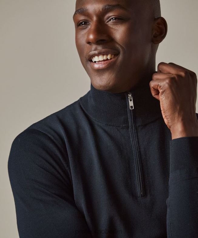 Kleidung de Profuomo Männer Luxuriöser halber Reißverschluss Marine BR442272