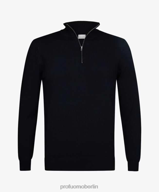 Kleidung de Profuomo Männer Luxuriöser halber Reißverschluss Marine BR442272