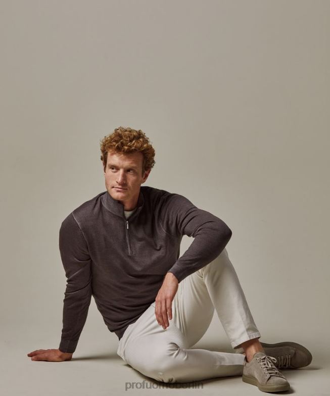 Kleidung de Profuomo Männer Merino-Säure-Dye-Halbreißverschluss braun BR442263