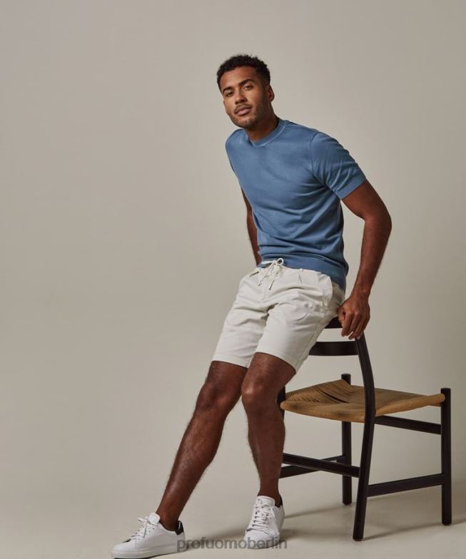 Kleidung de Profuomo Männer Cooler Rundhalsausschnitt aus Baumwolle Blau BR442293