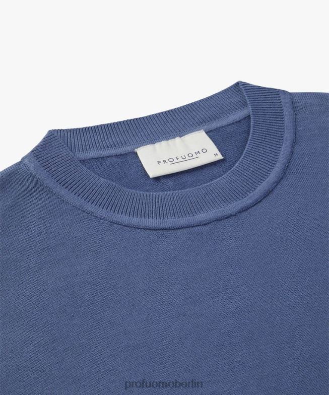 Kleidung de Profuomo Männer Cooler Rundhalsausschnitt aus Baumwolle Blau BR442293