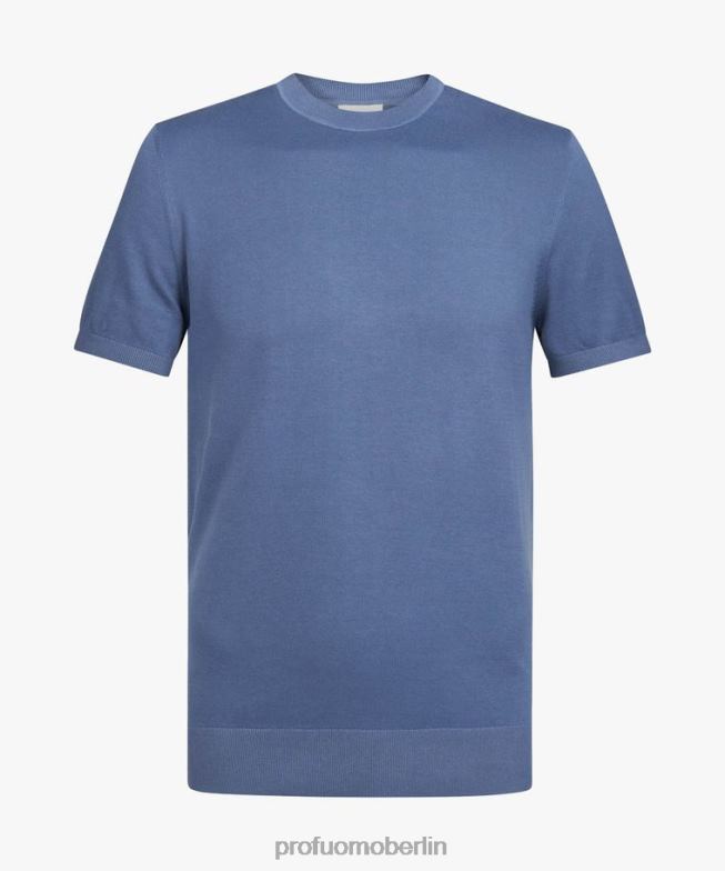 Kleidung de Profuomo Männer Cooler Rundhalsausschnitt aus Baumwolle Blau BR442293