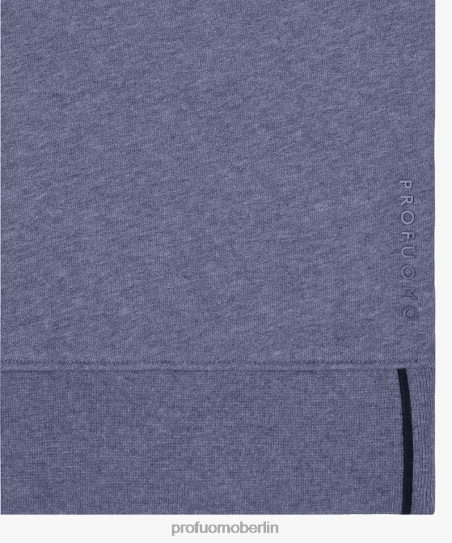 Kleidung de Profuomo Männer Melange-Logo-Pullover Blau BR442222
