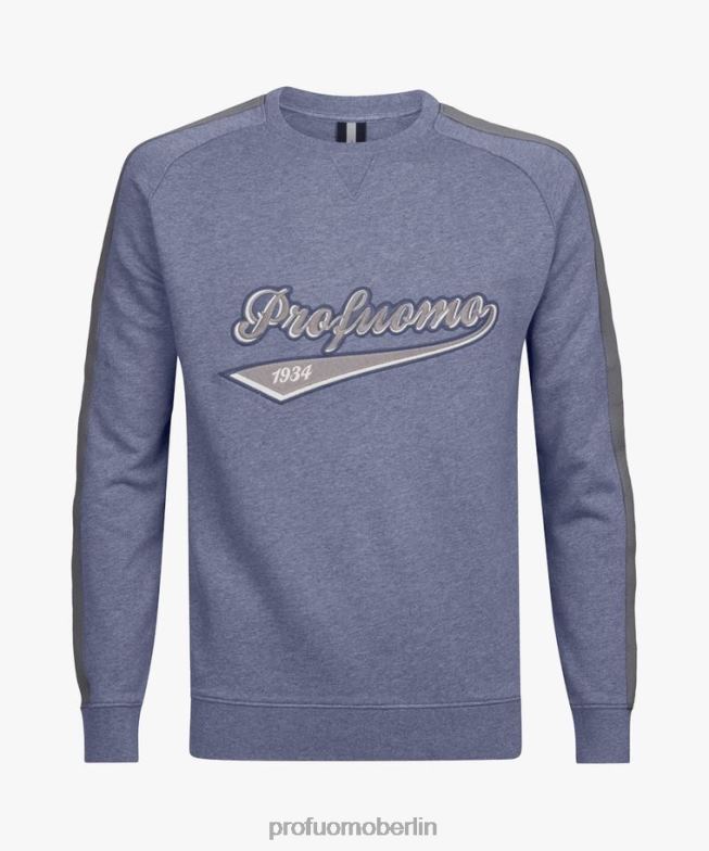 Kleidung de Profuomo Männer Melange-Logo-Pullover Blau BR442222