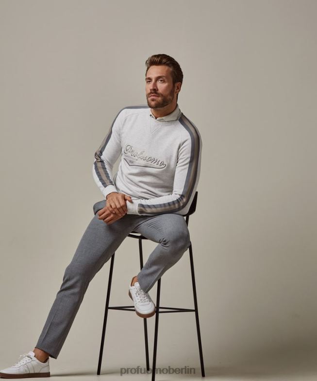 Kleidung de Profuomo Männer Melange-Logo-Pullover grau BR442224