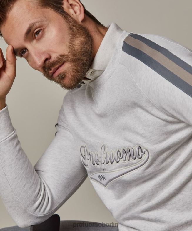 Kleidung de Profuomo Männer Melange-Logo-Pullover grau BR442224