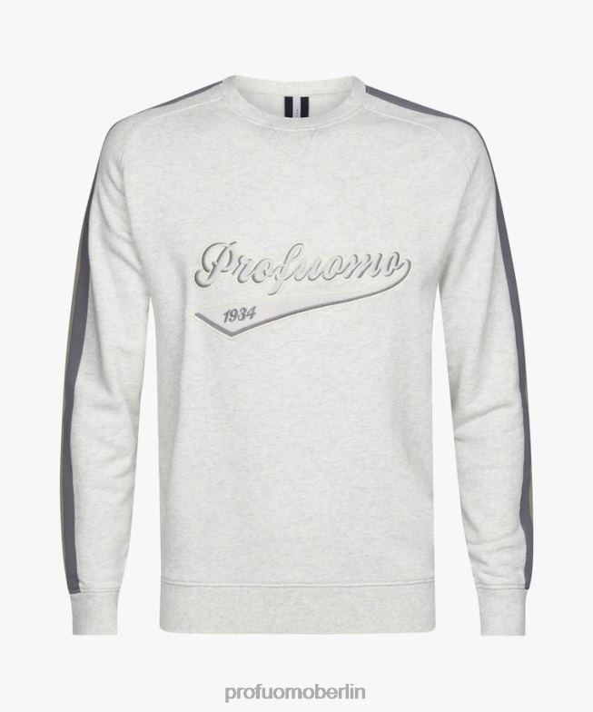 Kleidung de Profuomo Männer Melange-Logo-Pullover grau BR442224