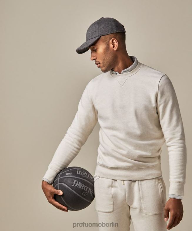 Kleidung de Profuomo Männer Melange-Pullover mit Rundhalsausschnitt Beige BR442297