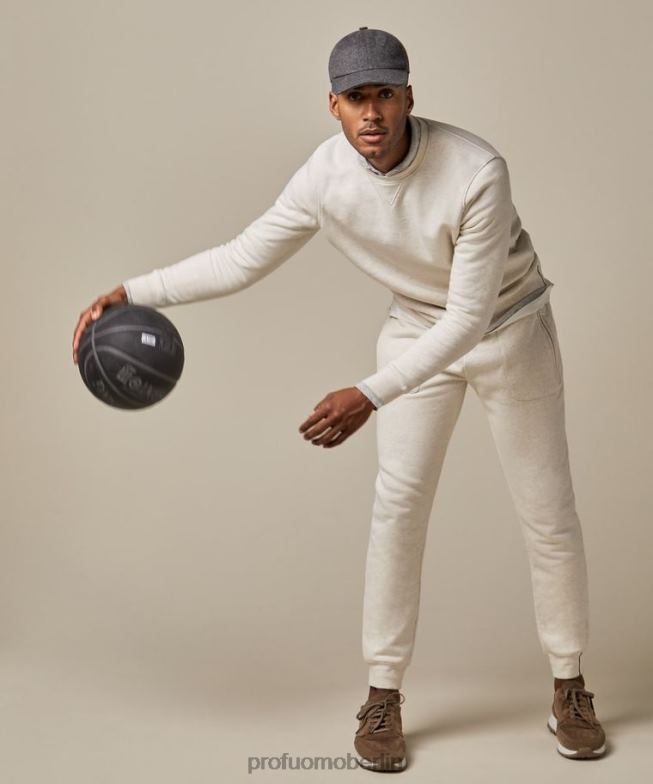 Kleidung de Profuomo Männer Melange-Pullover mit Rundhalsausschnitt Beige BR442297