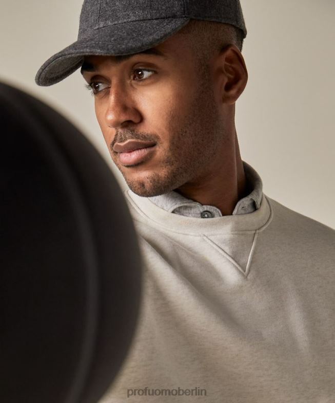 Kleidung de Profuomo Männer Melange-Pullover mit Rundhalsausschnitt Beige BR442297