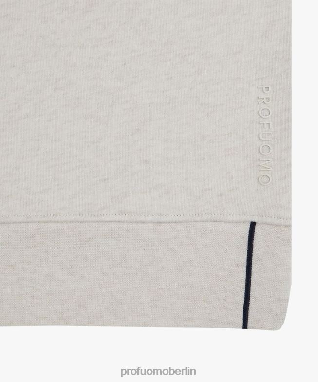 Kleidung de Profuomo Männer Melange-Pullover mit Rundhalsausschnitt Beige BR442297