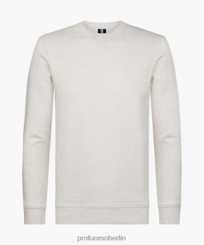 Kleidung de Profuomo Männer Melange-Pullover mit Rundhalsausschnitt Beige BR442297