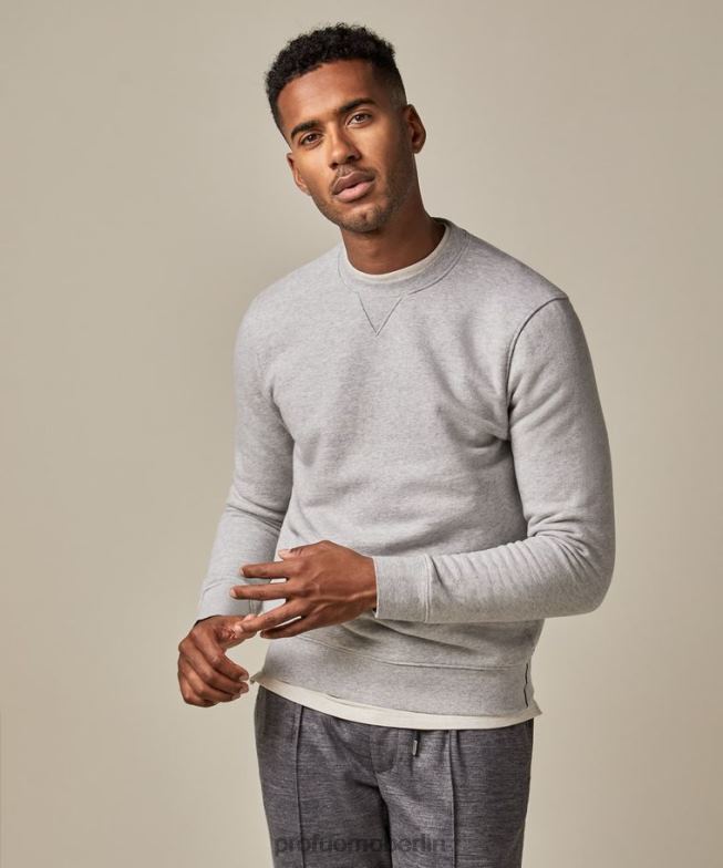 Kleidung de Profuomo Männer Melange-Pullover mit Rundhalsausschnitt grau BR442296
