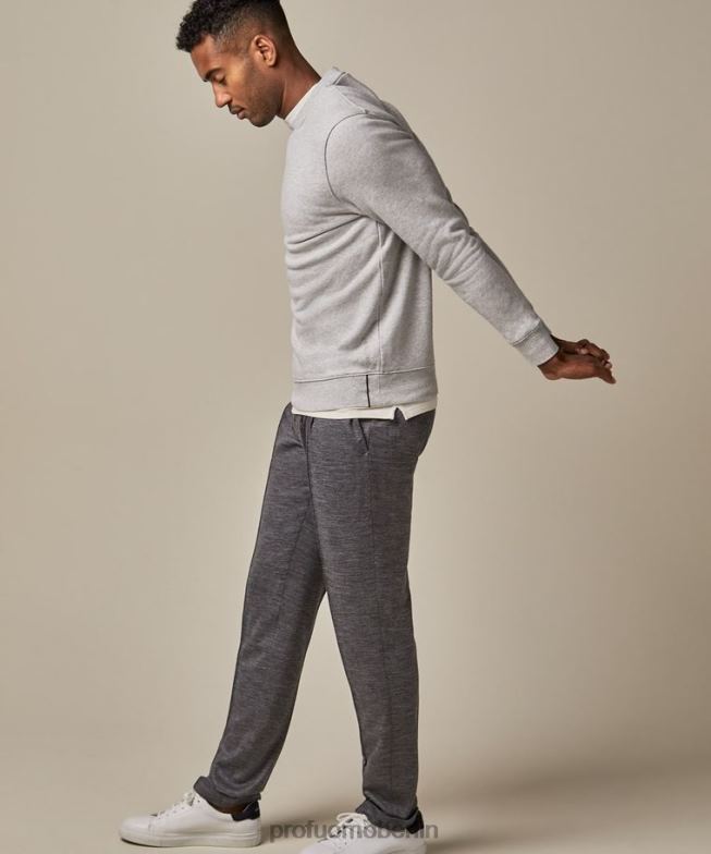 Kleidung de Profuomo Männer Melange-Pullover mit Rundhalsausschnitt grau BR442296