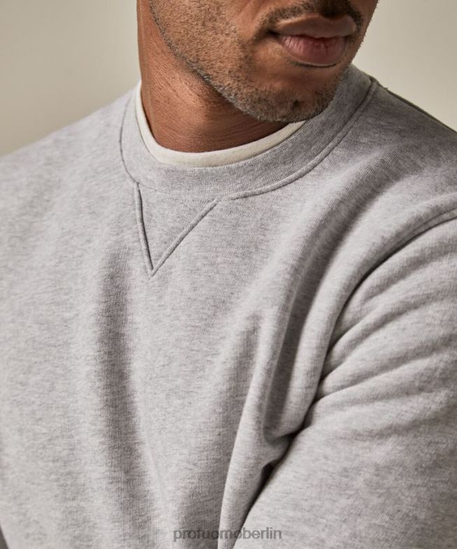 Kleidung de Profuomo Männer Melange-Pullover mit Rundhalsausschnitt grau BR442296