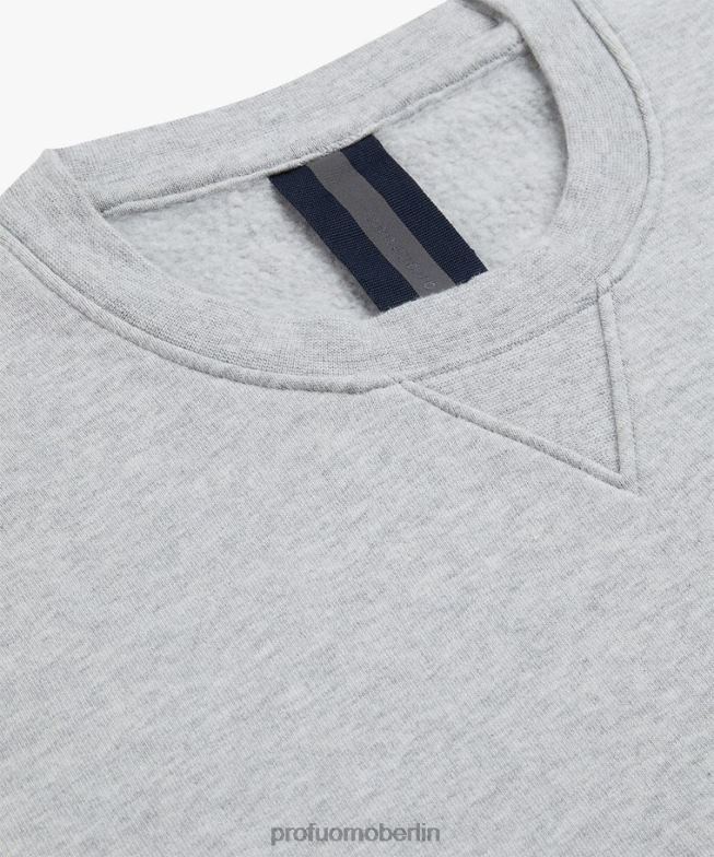 Kleidung de Profuomo Männer Melange-Pullover mit Rundhalsausschnitt grau BR442296