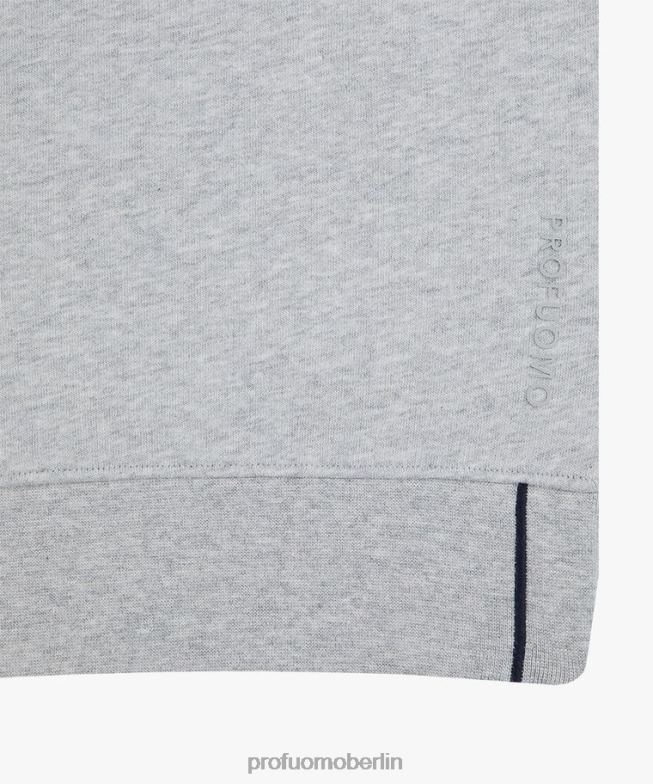 Kleidung de Profuomo Männer Melange-Pullover mit Rundhalsausschnitt grau BR442296