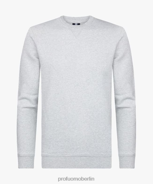 Kleidung de Profuomo Männer Melange-Pullover mit Rundhalsausschnitt grau BR442296
