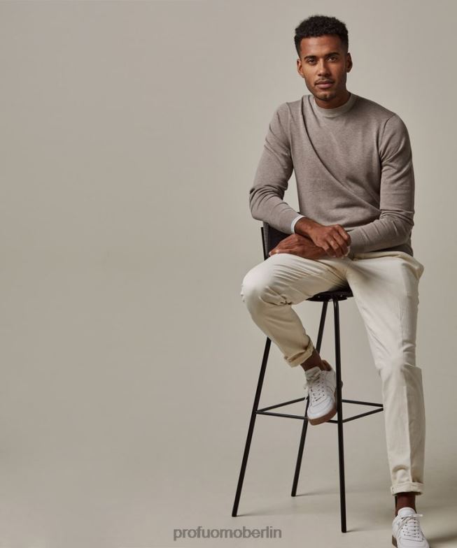 Kleidung de Profuomo Männer Melange-Rundhalsausschnitt braun BR442309