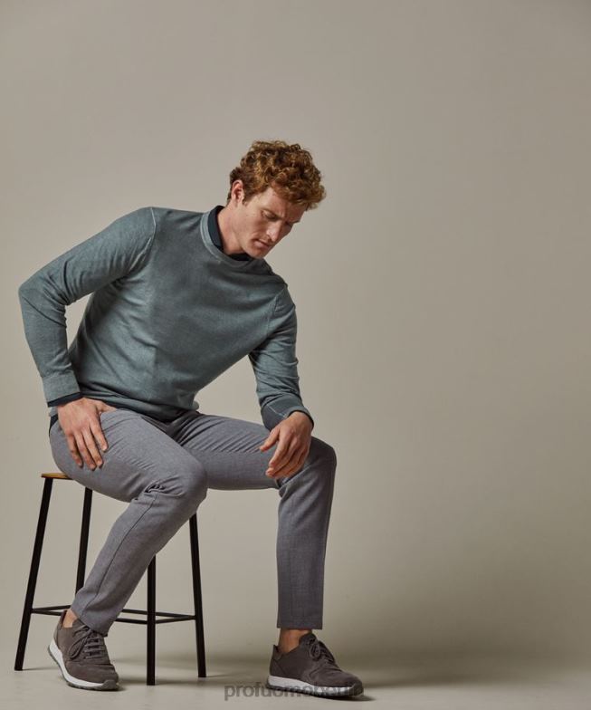 Kleidung de Profuomo Männer Merino-Säure-Dye-Rundhalsausschnitt Grün BR442261